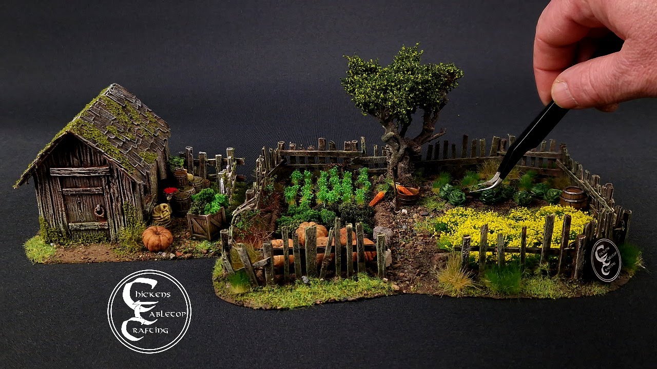 building garden and barn tabletop terrain for #warhammer