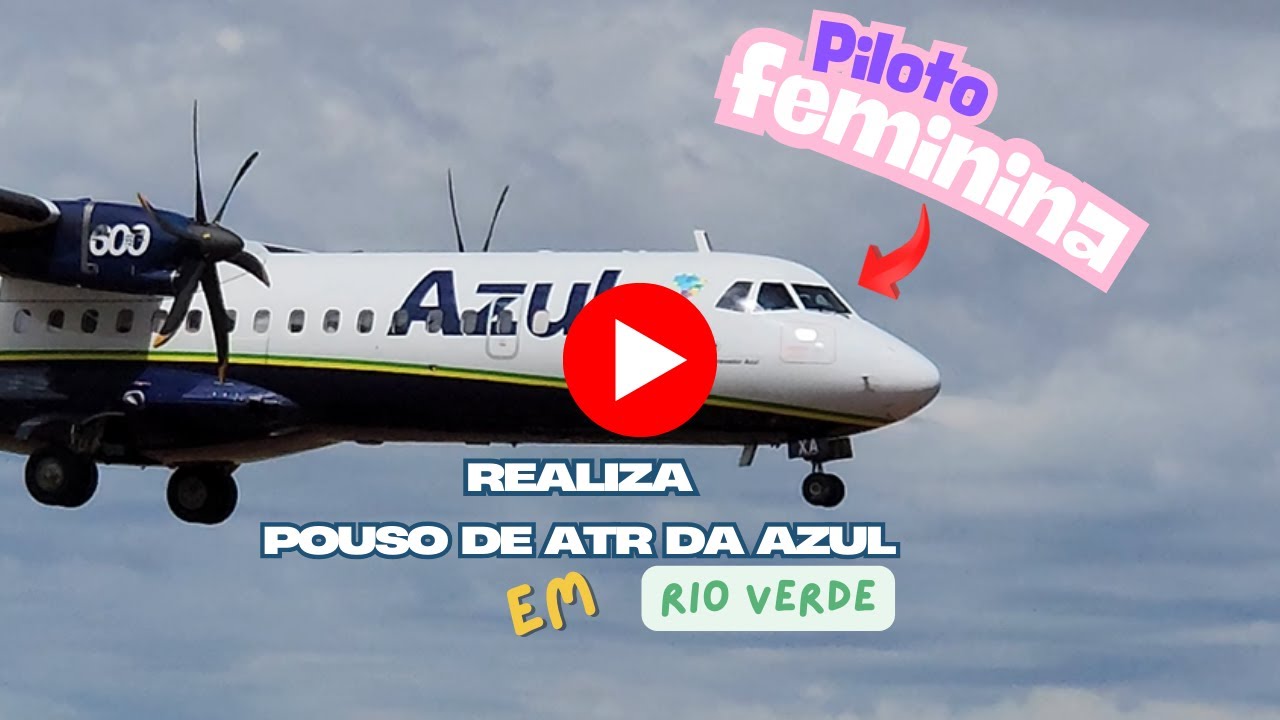 Piloto feminina realiza pouso de atr da azul em rio verde#piloto #aviation #avião #rioverde #pouso