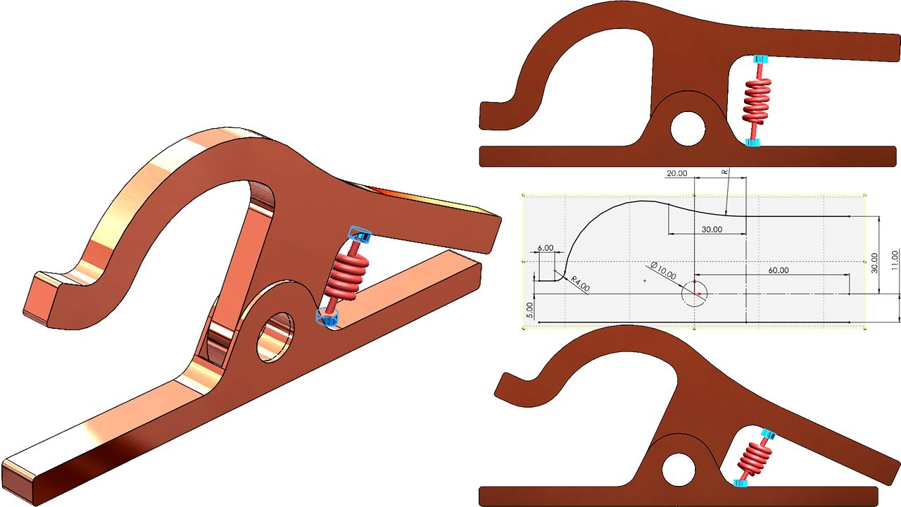 Mechanism 48: welder clamp with motion analysis spring & hand grip - 