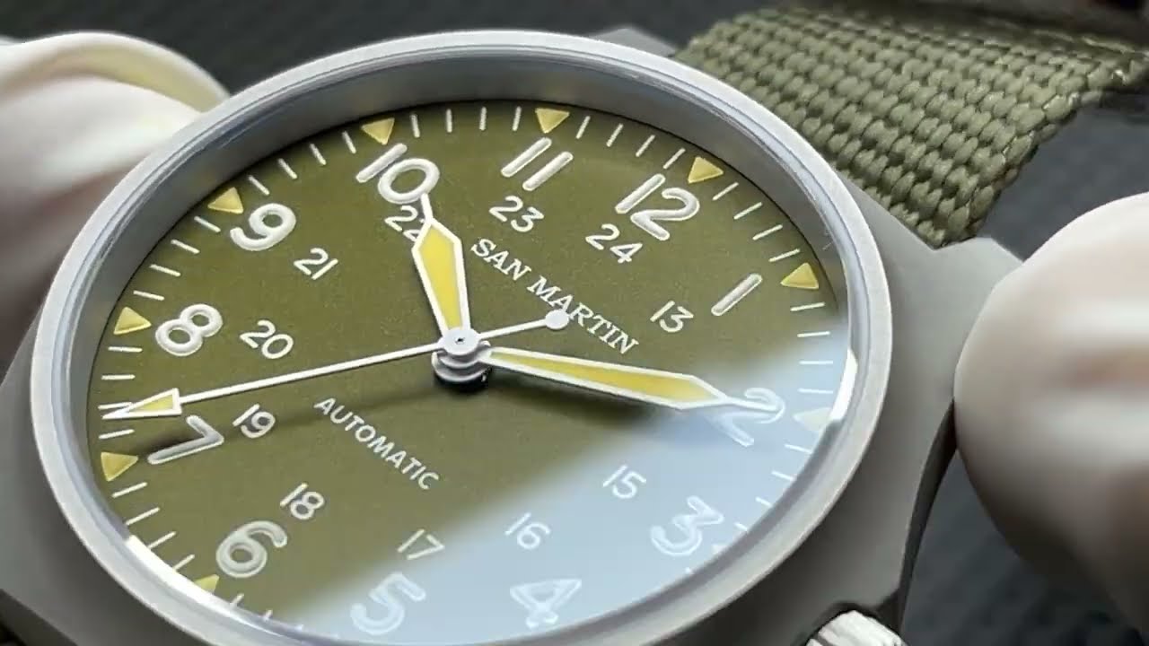 Field Watch! San Martin SN0137 Retro Green Military Mechanical Watches. #chinesewatches