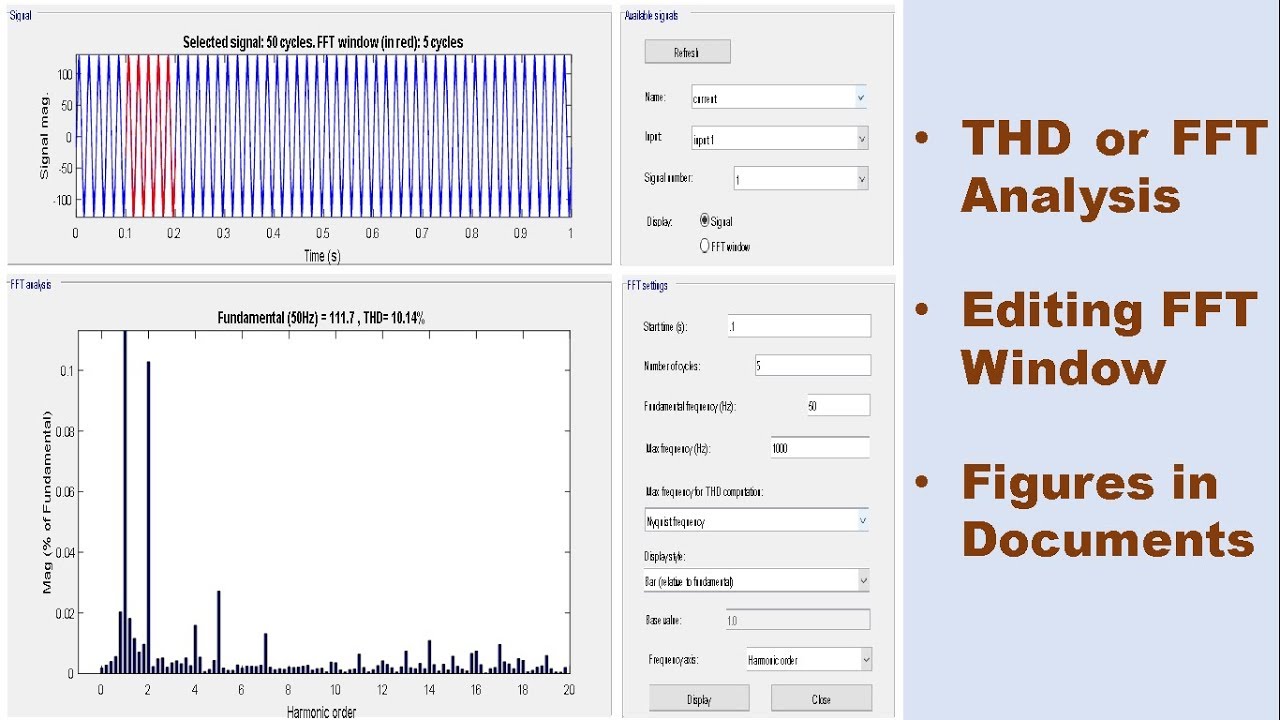 Total Harmonic Distortion MATLAB Simulink, FFT Analysis in MATLAB Simulink