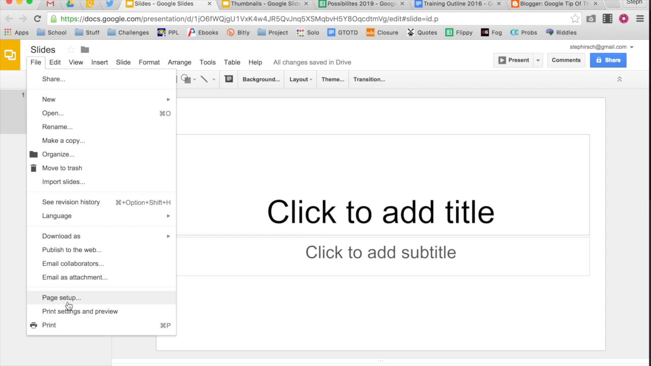 Custom Page Setup (slide size)