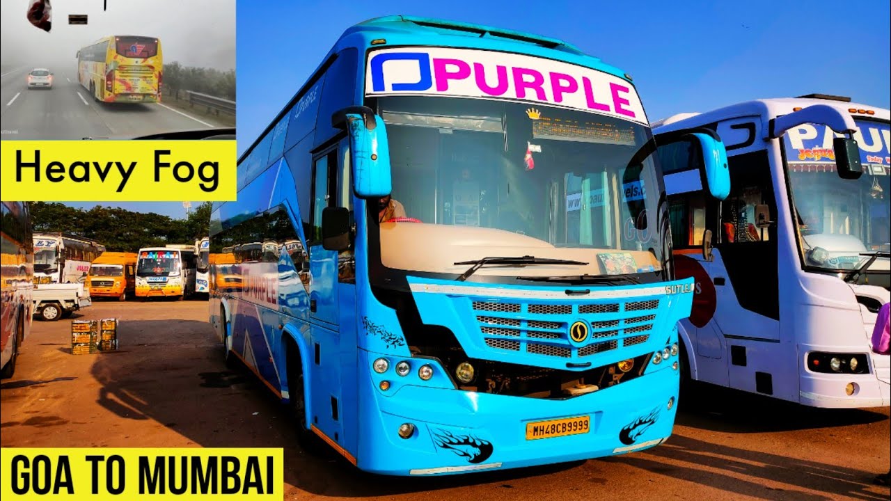 GOA TO MUMBAI BUS JOURNEY BY PURPLE SUTLEJ BS6 BUS | DANGEROUS FOGGY ROADS | #Ash2travel