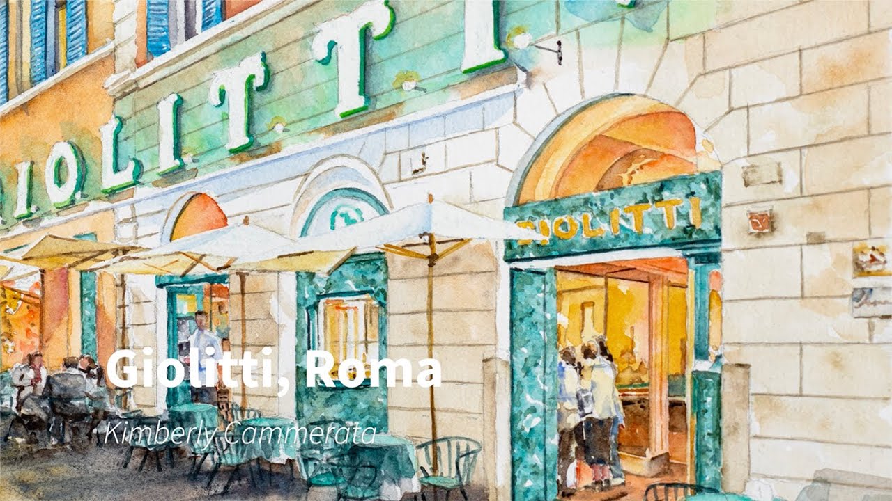 Painting “Giolitti, Roma” – Watercolor of a Roman Evening