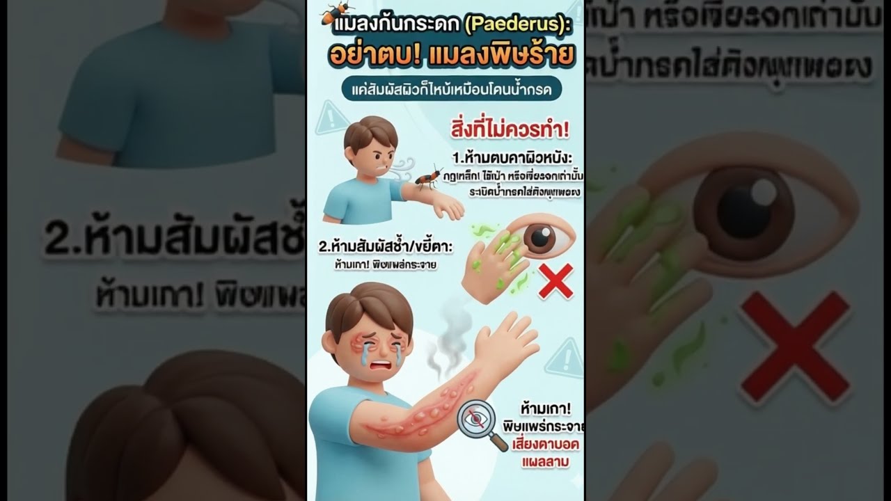 เตือนภัย! แมลงก้นกระดก อย่าตบเด็ดขาด! พิษแรงทำผิวไหม้เหมือนโดนน้ำกรด (Paederus)