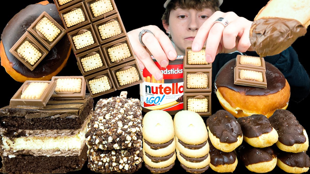 ASMR Chocolate Desserts *Ice Cream, Donut, Mini Eclairs, Layered Cake, Milka Bar, Cookies
