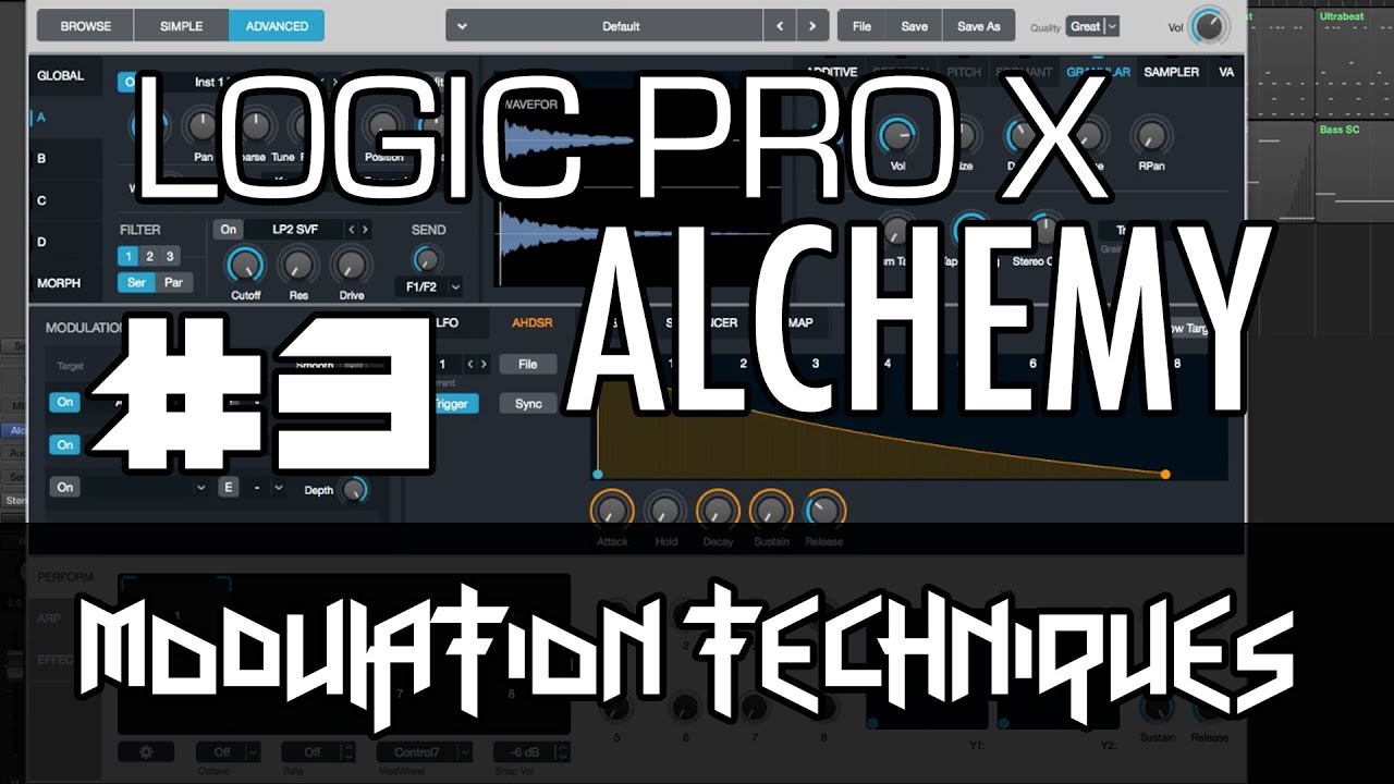 Logic Pro X - Alchemy Tutorial - PART 3 - Modulation, AHDSR, LFO, Sequencer, FX