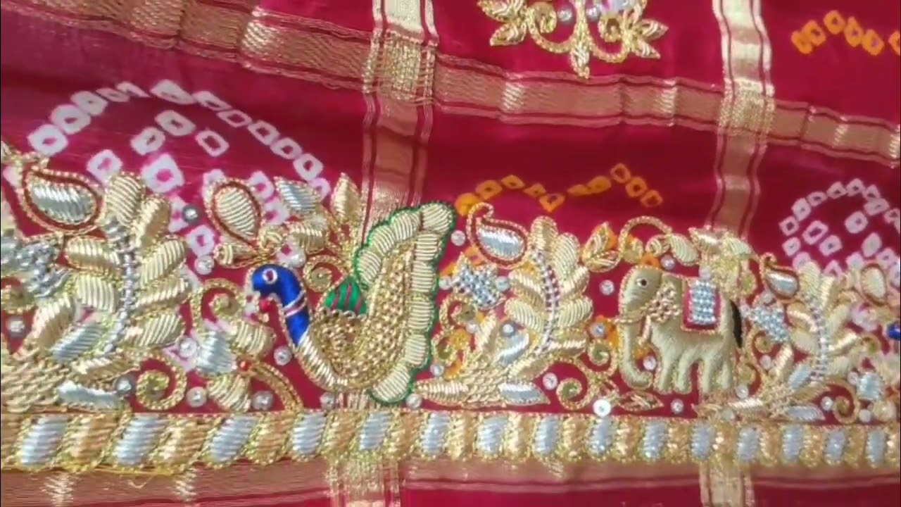 Aari tari work wedding pila chunri in wholesale price contact 9831191843