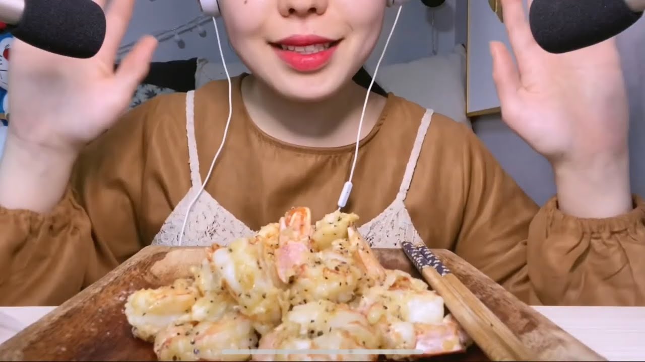 노토킹ASMR버전 버터갈릭홍새우 1시간 이팅사운드