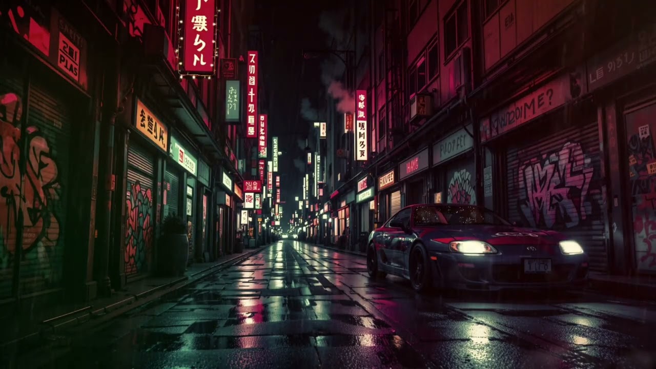 Cyberpunk Rain Ambience in Shinjuku Alley 🌧️ Neon Tokyo Night  Rain & Thunder Sounds 1111 Hours