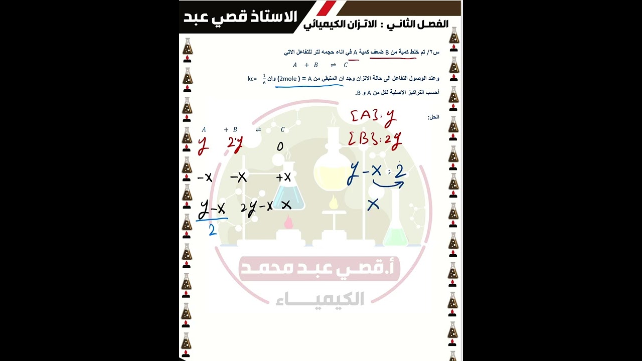اسئلة خارجية الفصل الثاني الاتزان الكيميائي للصف السادس الاحيائي
