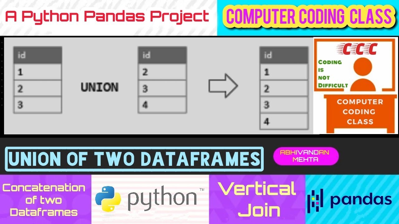 Union of Two Dataframes, Concatenation of two Python dataframes, Vertical join of Dataframes, Python