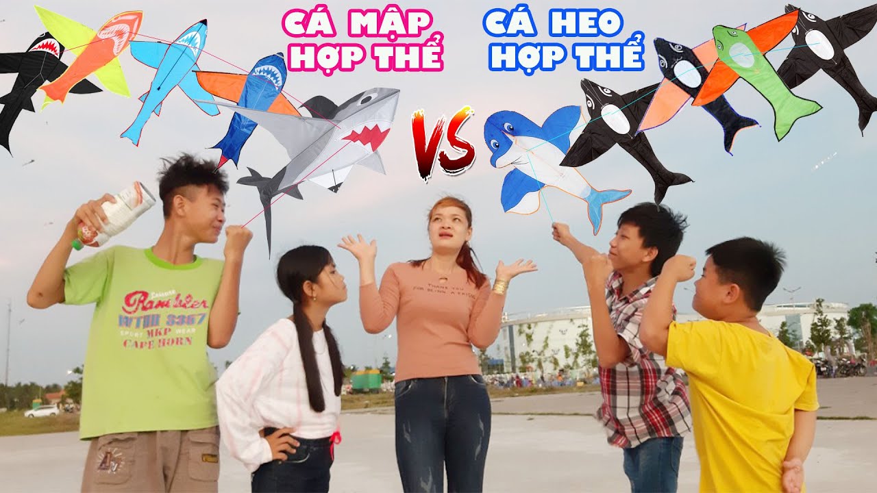 Diều Cá Mập Hợp Thể  Vs Diều Cá Heo Hợp Thể  Tìm Ra Vua Diều - fly the kite [ Trang And Vinh TV ]