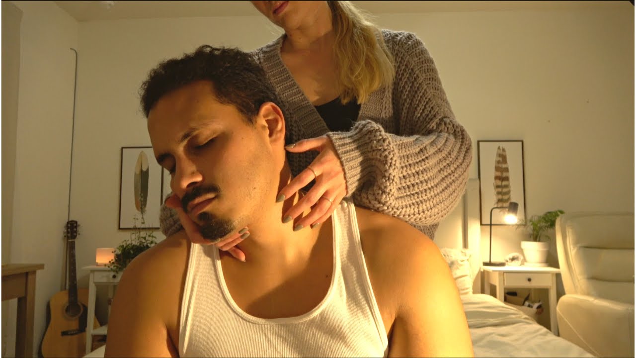 ASMR| soft touch on shoulders and arms w/ scratches on my husband  ✨ (whispers)