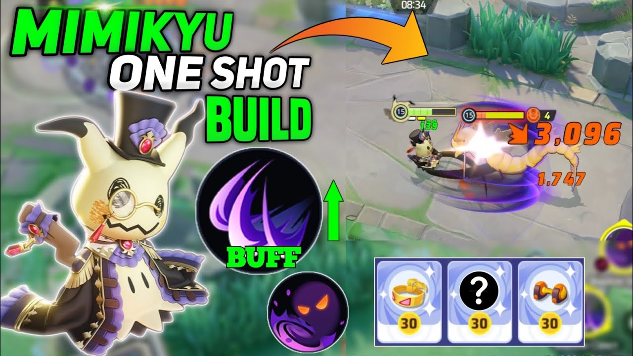 Mimikyu New One Shot Damage build for Shadow claw! Best build Pokemon unite