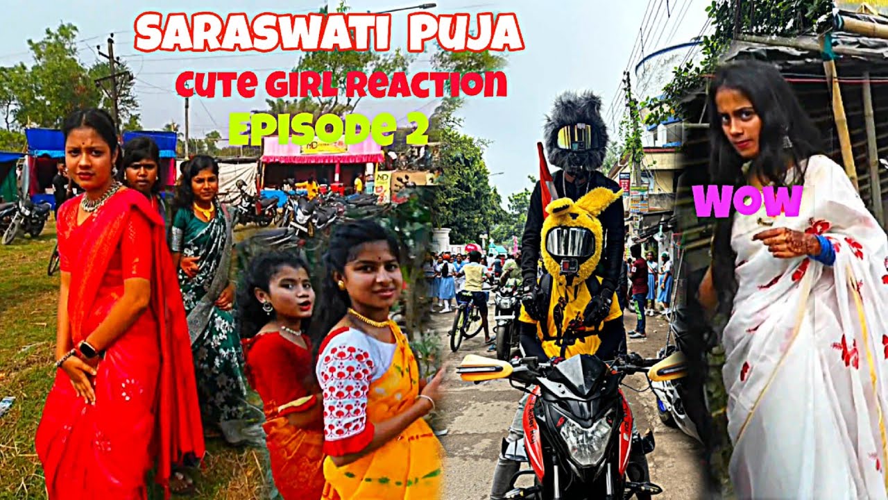 SARASWATI PUJA SPECIAL VLOG🥰 | CUTE GIRL REACTION ON  BUNNY HELMATE @contairider9991