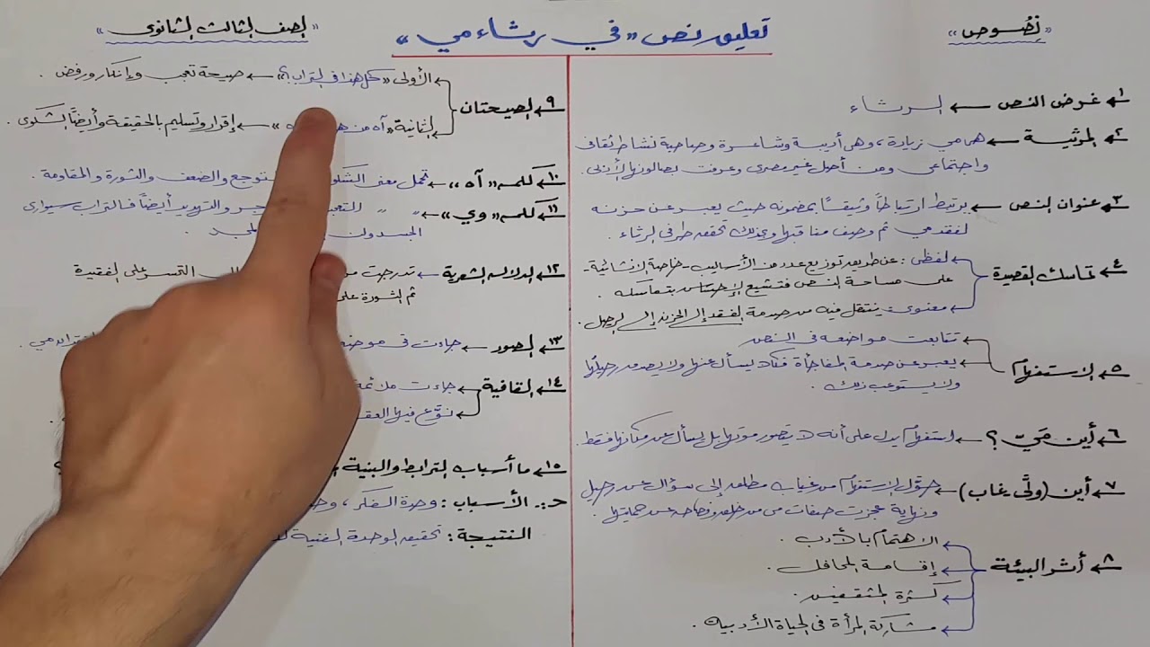 تعليق نص في رثاء مي | ثانوية عامة 2020