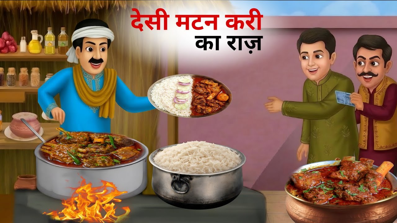देसी मटन करी चावल का राज़ | Desi mutton curry chawal | hindi kahani  | cartoon Video | bedtime story