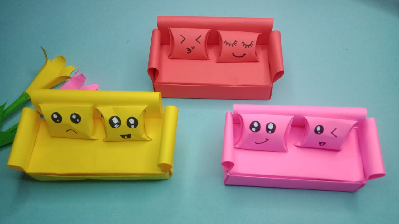 Cara membuat sofa dari kertas | Miniatur Sofa | Origami Sofa
