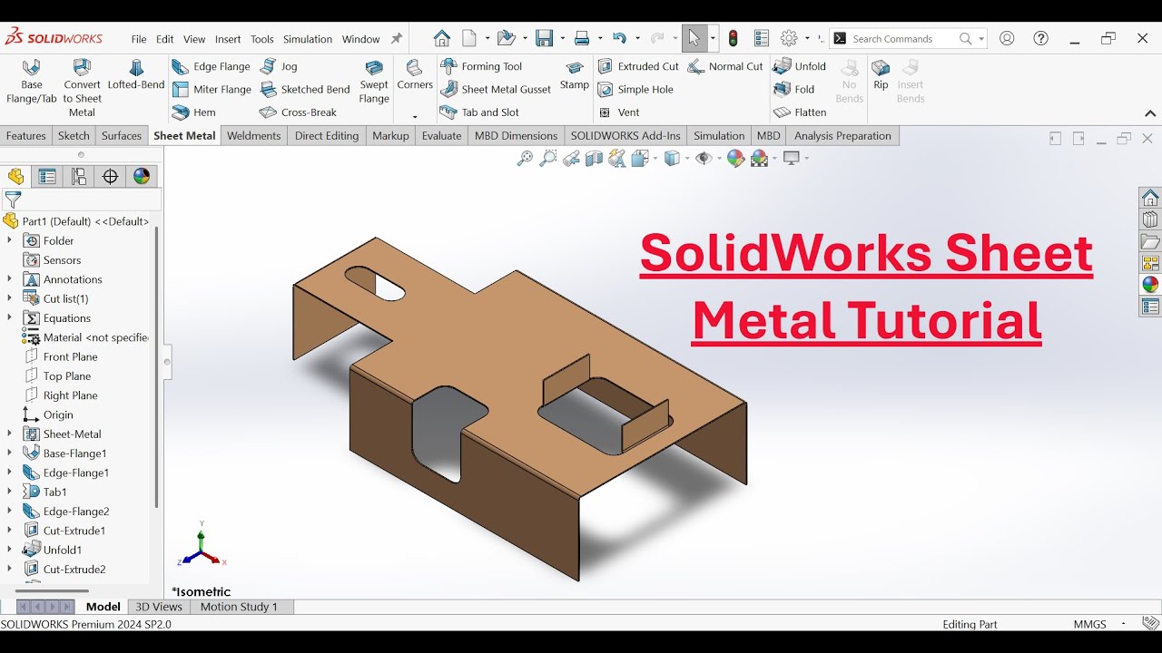 SolidWorks Sheet Metal Tutorial | SolidWorks Sheet Metal Practice Part
