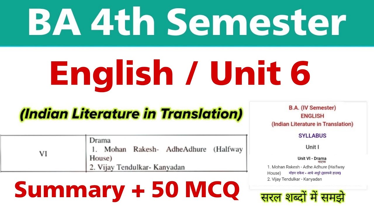 ba 4th semester english unit 6 | ba 4th semester english important questions 2026 | mcq | objective