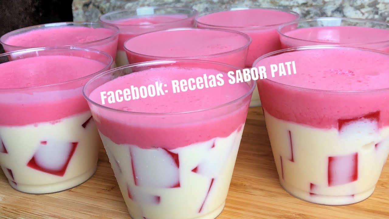 MOUSSE DE FRESA Y GELATINA DE QUESO CREMA POSTRE FÁCIL Y RICO