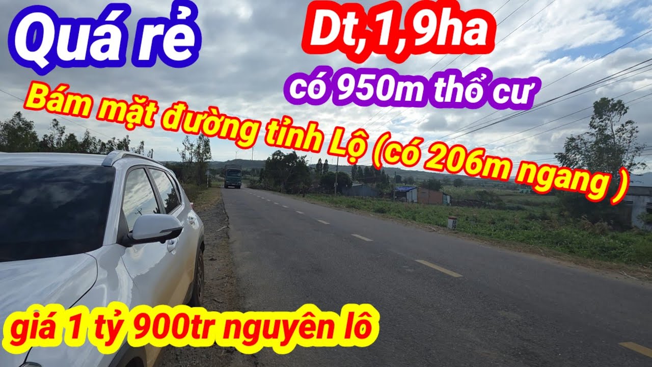 Bán vườn 1,9ha có 950m thổ cư, bám 2 mặt đường TL, có 206m ngang giá 1 tỷ 900tr nguyên lô