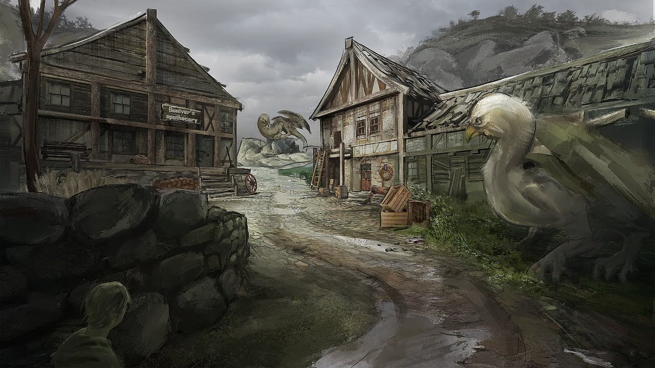 The Dragonbird town concept art timelapse