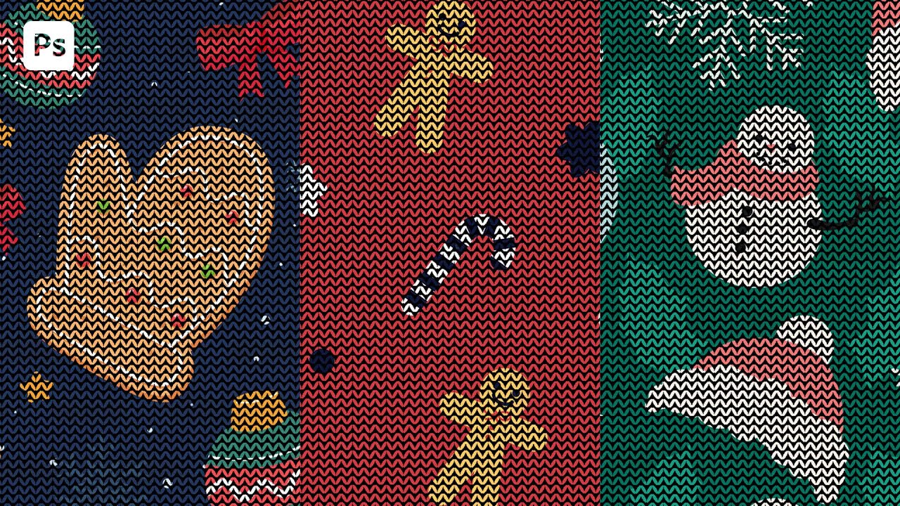 Christmas knit pattern for beginners | Adobe Photoshop Tutorial