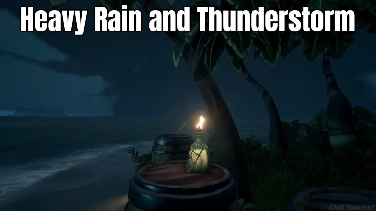 🌩️ Tropical Island Thunderstorm – Heavy Rain & Ocean Waves for Deep Sleep & Relaxation