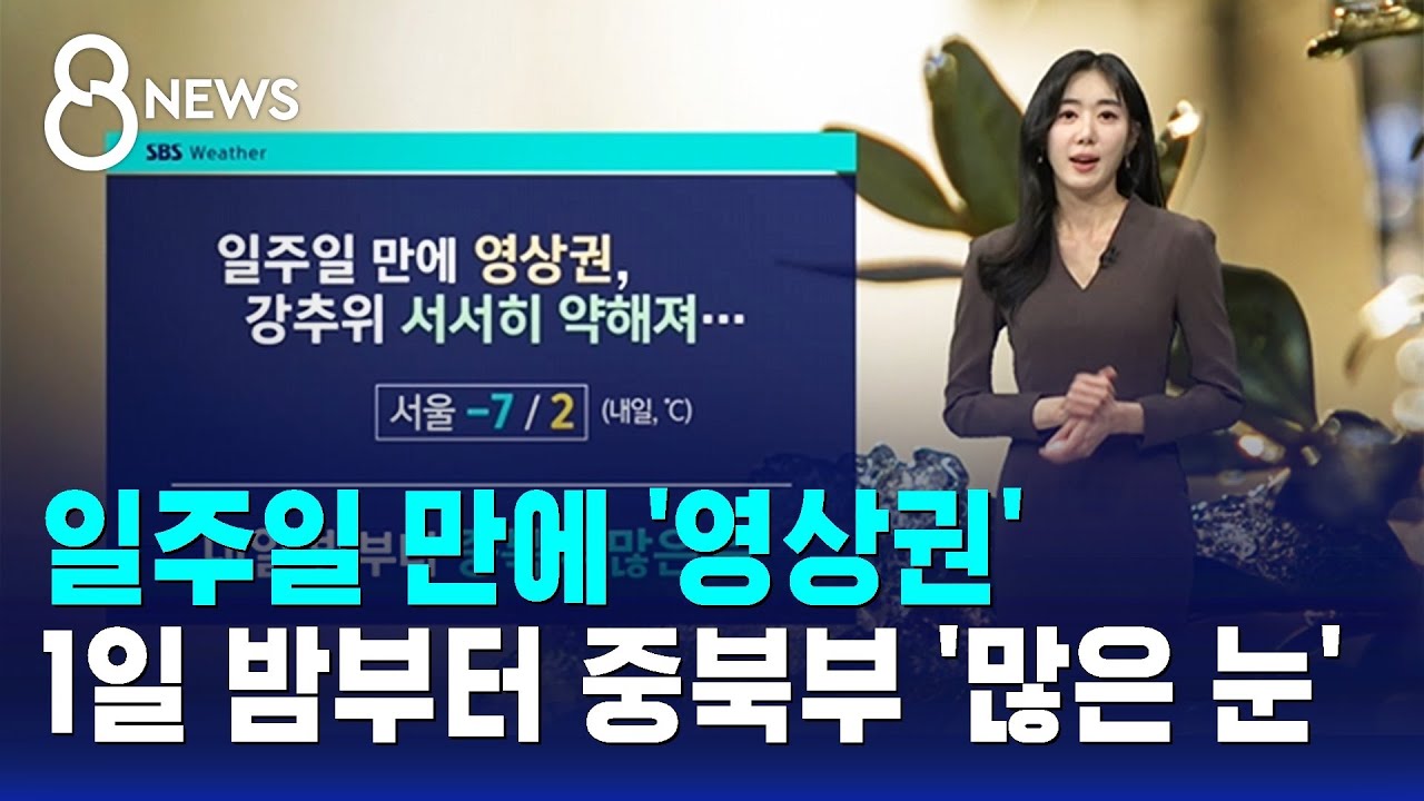 [날씨] 일주일 만에 '영상권'…1일 밤부터 중북부 '많은 눈' / SBS 8뉴스