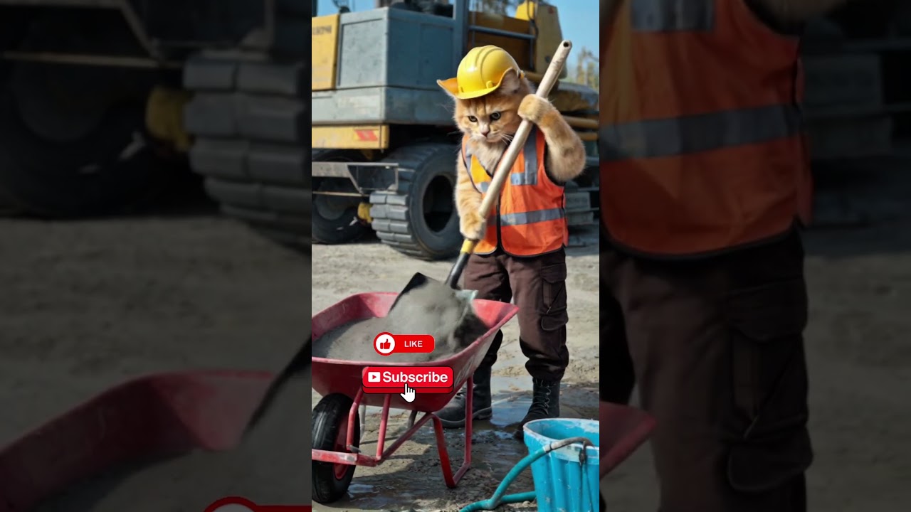 Cute Big Cat Working in Construction #pets #cute #animals #cat