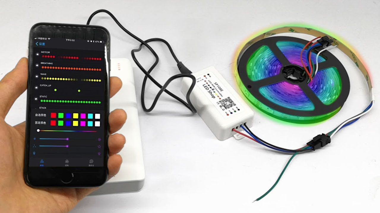 How to use DC5V Power Bank to control SP108E and WS2813 addressable led strip lights