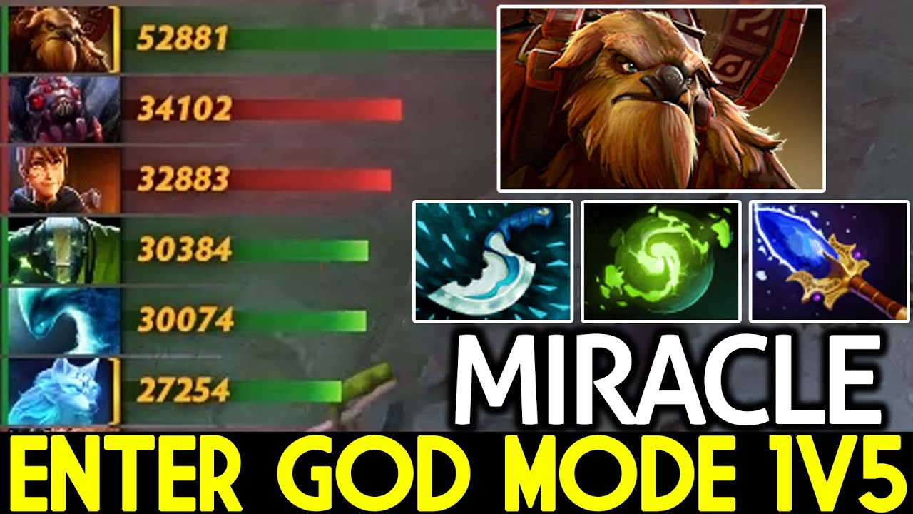 MIRACLE [Earthshaker] Enter God Mode 1v5 Carry Hard Game Dota 2