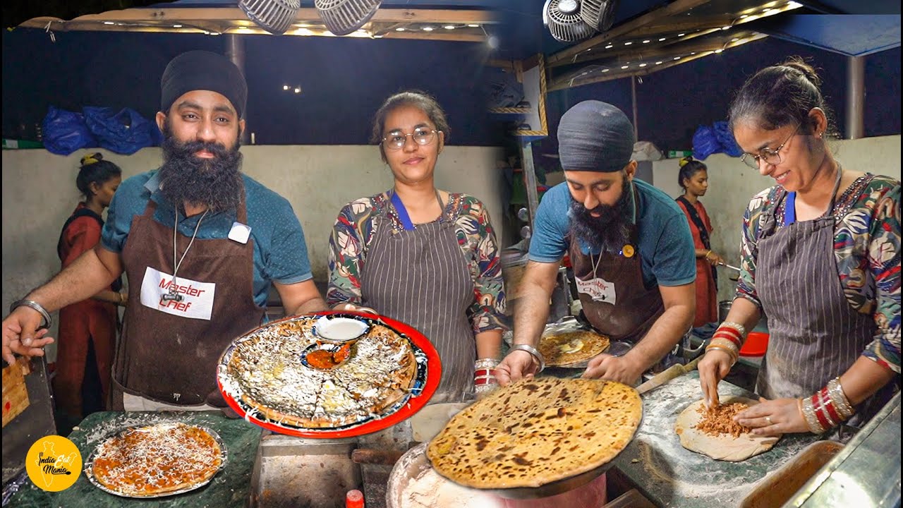 Ahmedabad Hardworking Punjabi Couple Selling Biggest Punjabi Parantha Rs. 100/- l Gujarat Food Tour