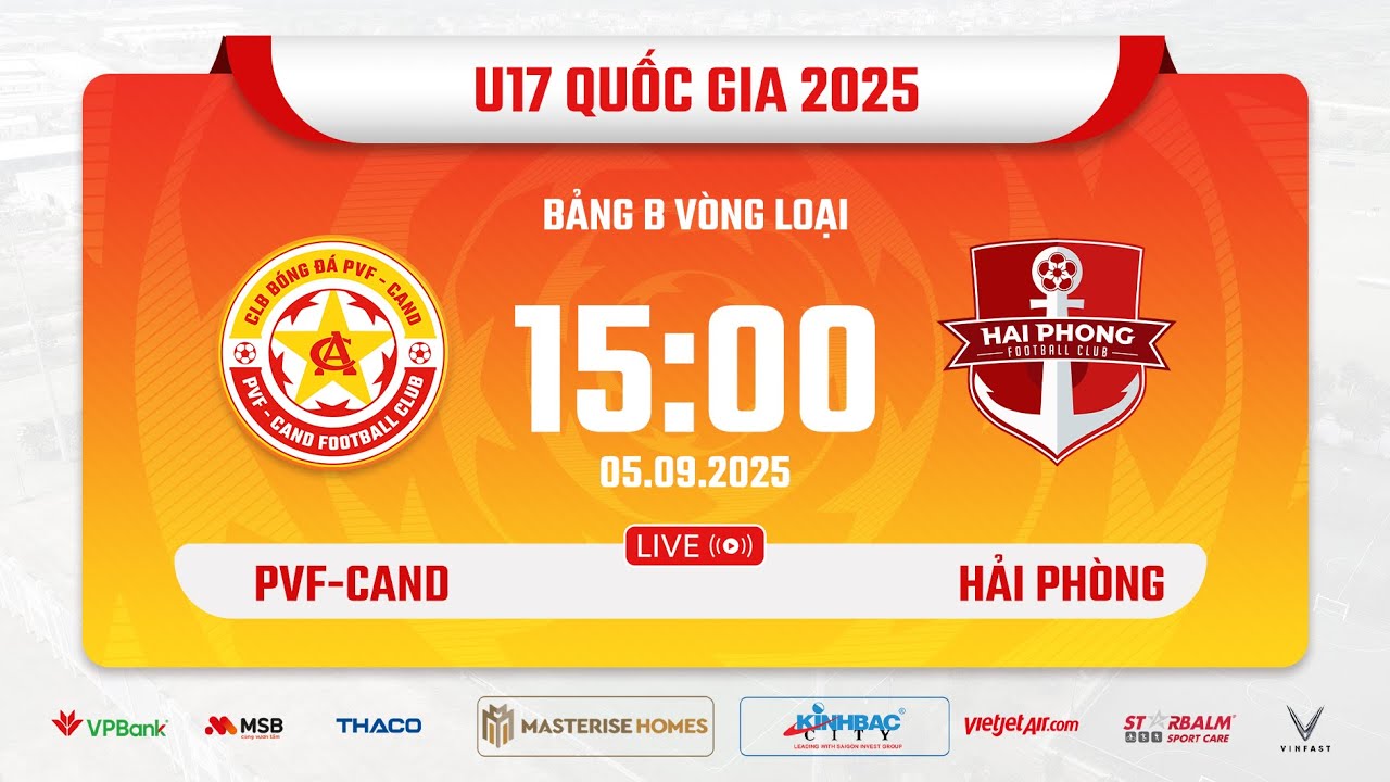 TRỰC TIẾP: U17 PVF-CAND vs U17 HẢI PHÒNG | Vòng loại Giải bóng đá Vô địch U17 Quốc gia 2025