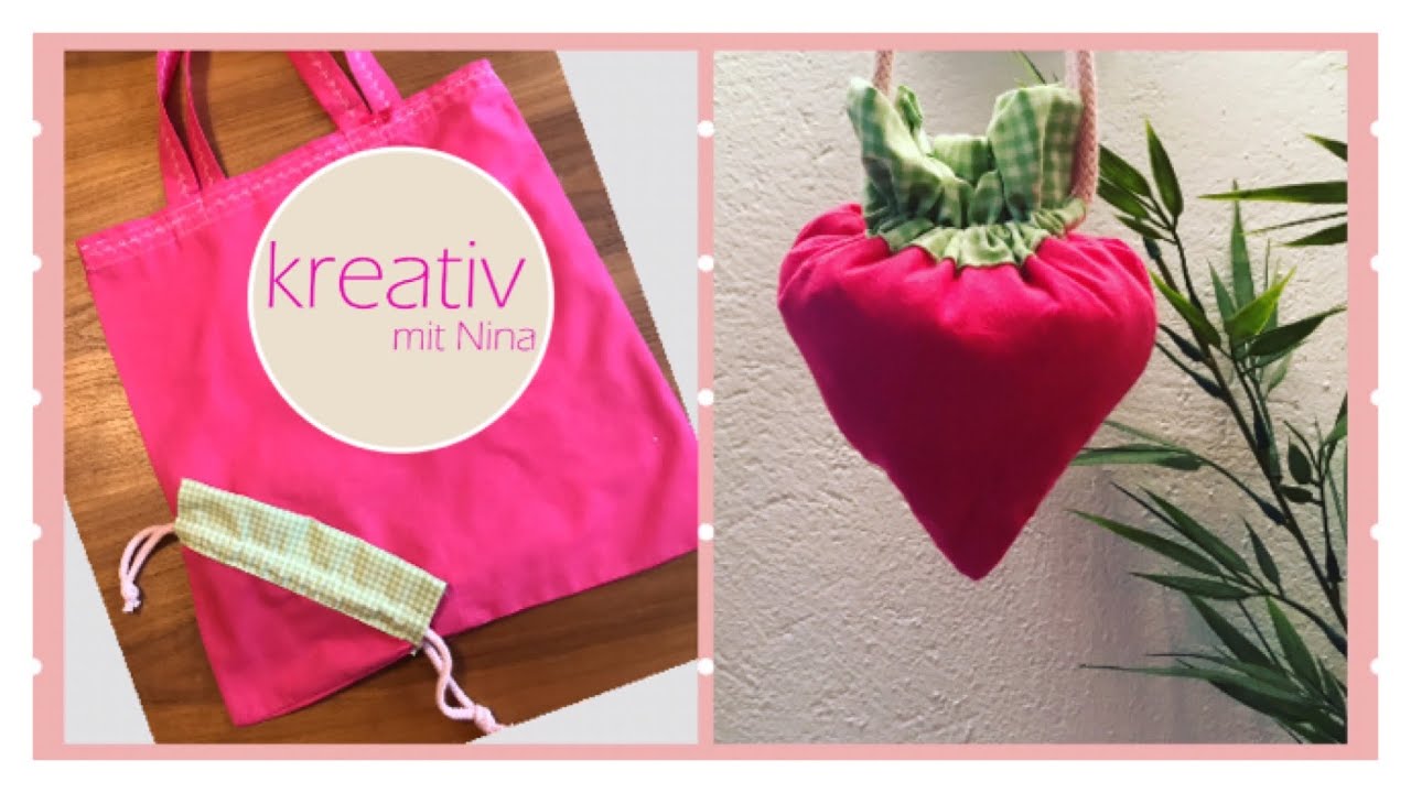 EINKAUFSTASCHE nähen 🍓 im LOOK Erdbeere 🍓 faltbare Tasche einfach und schnell nähen für Anfänger