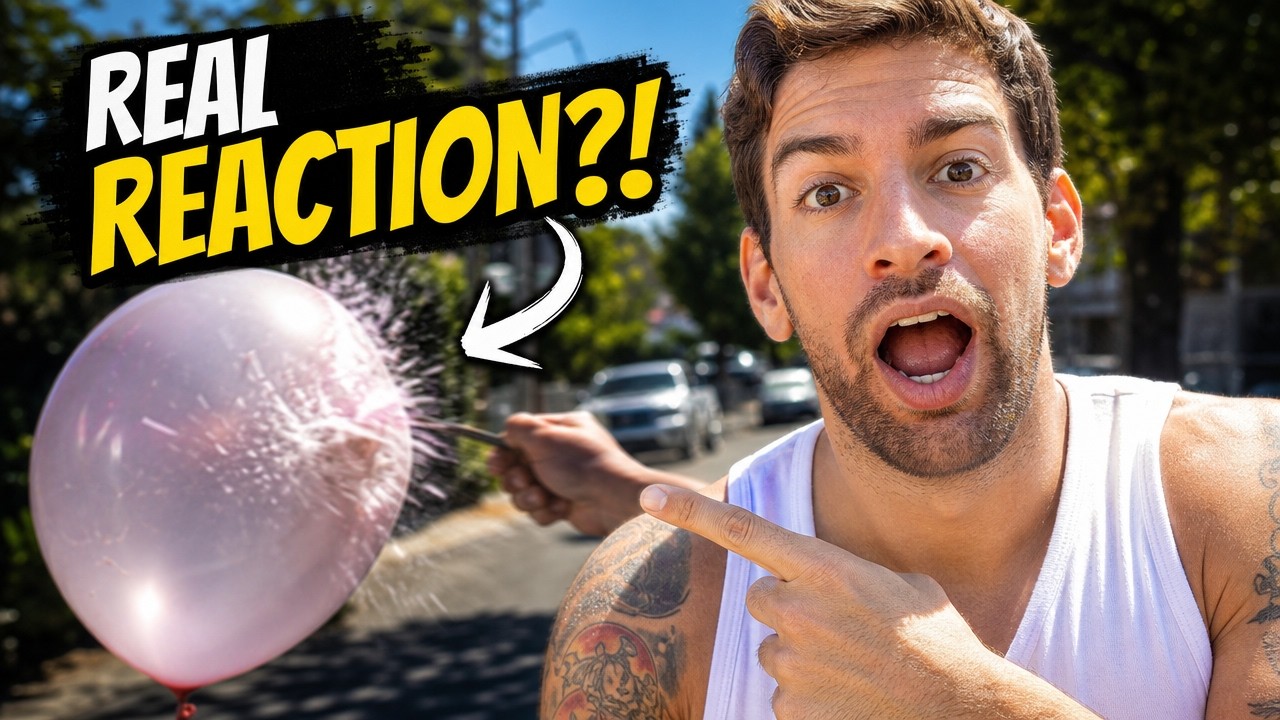 POPPING BALLOONS ON STRANGERS PRANK - Funny Pranks 2017