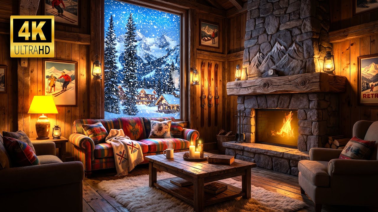 Cozy Winter Storm in Aspen 🏚️ Retro Cabin & Strong Wind (Sleep & Study)