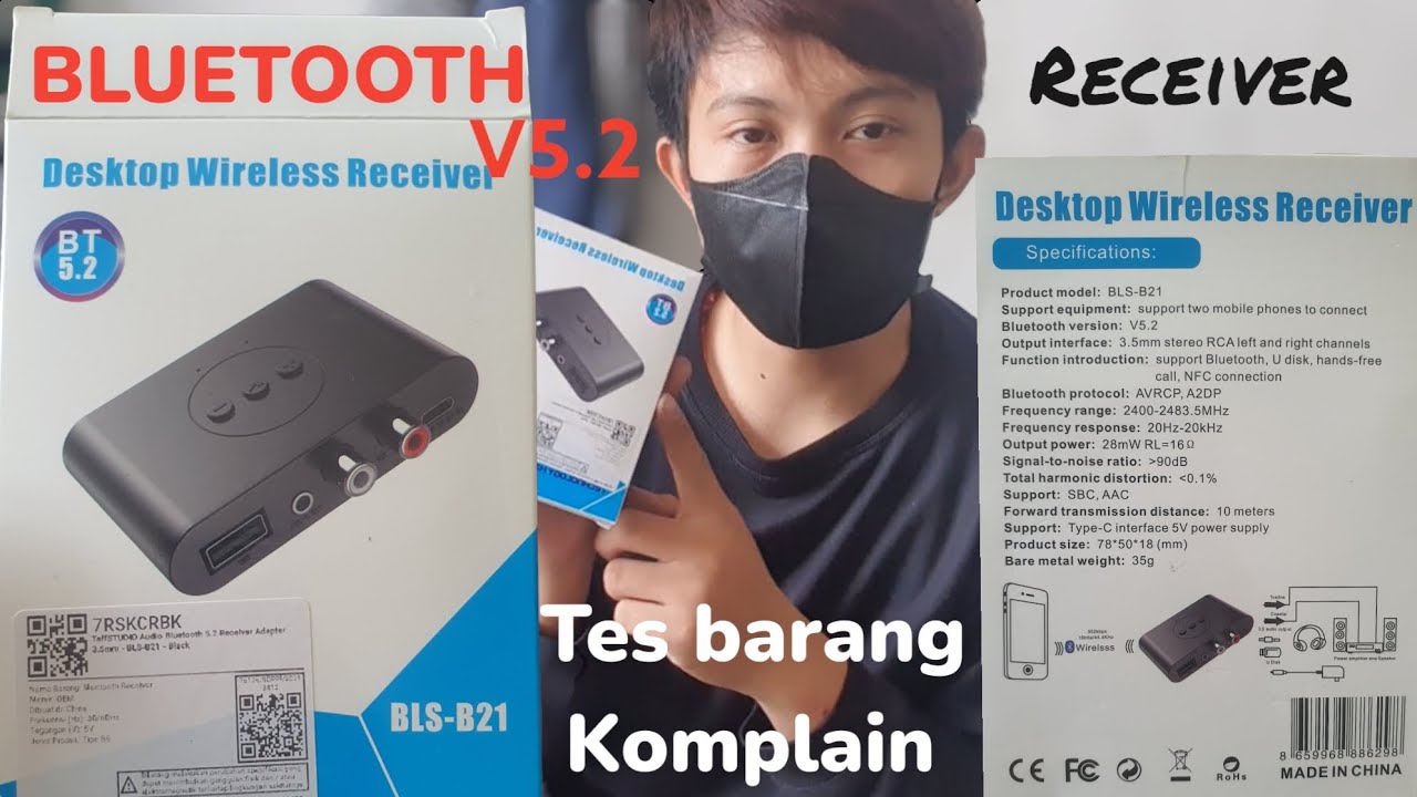 ripiu Desktop Wireles Receiver BLS-B21.| Bluetooth Audio multi RCA+AUX+USB mp3. paket komplit