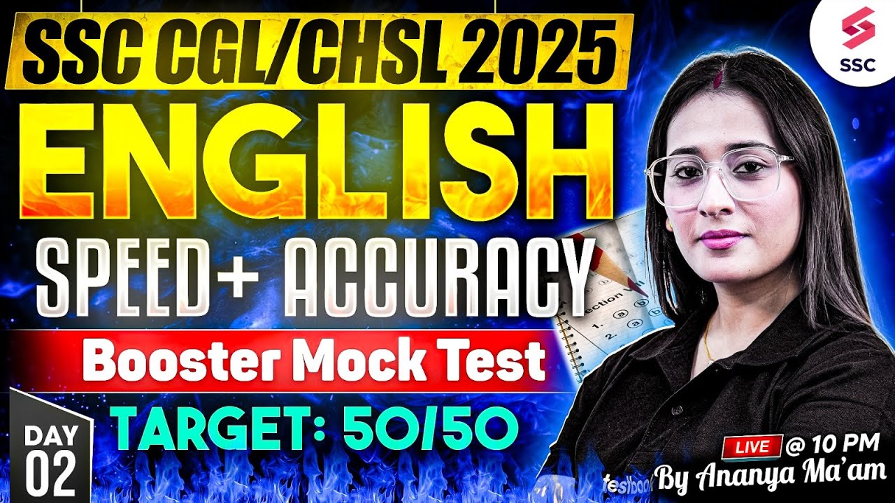 SSC CGL/CHSL 2025 English Mock Test -2 |  Target 50/50 in SSC CGL English | Ananya Ma’am