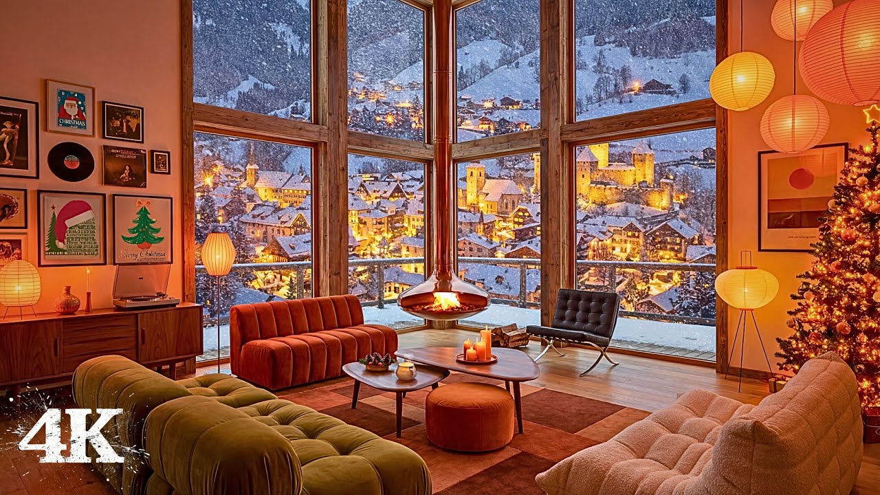 Dreamy Yuletide in a Cozy Alpine Cabin | Your Heart Will Finally Rest with Fire Pops & Snow Breezes