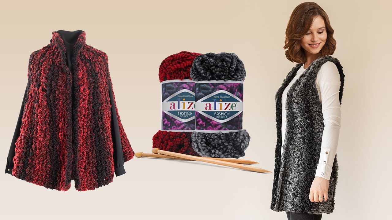Alize Fashion Boucle ile Trend Yelek  |  Trendy Vest
