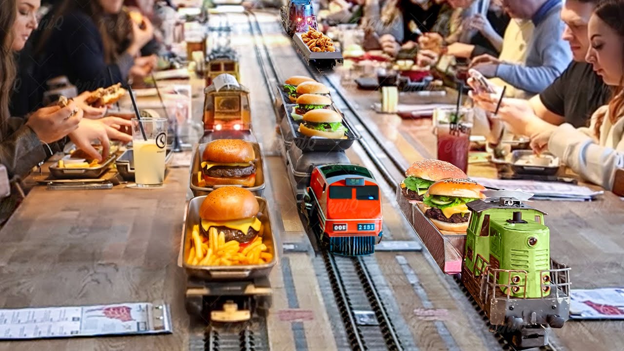 Inside Weird Restaurant Serving Burgers & Fries via Trains