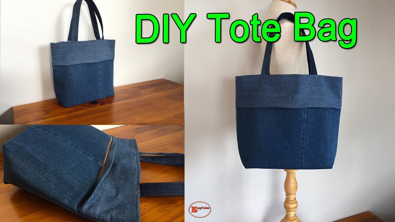 TOTE BAG SEWING TUTORIAL | DIY TOTE BAG FROM OLD JEANS | RECYCLE JEANS BAG | DIY BAGS SEWING