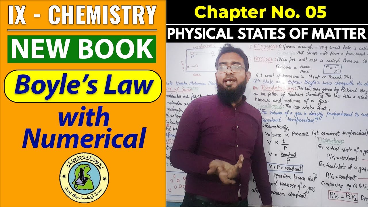 Boyle's Law with Numerical || CH#5 || IX - Chemistry || New Book || Sindh Board