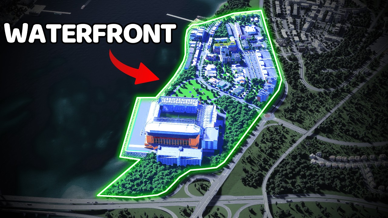 Transforming an Empty Shoreline into a Stadium District - Cities Skylines 2