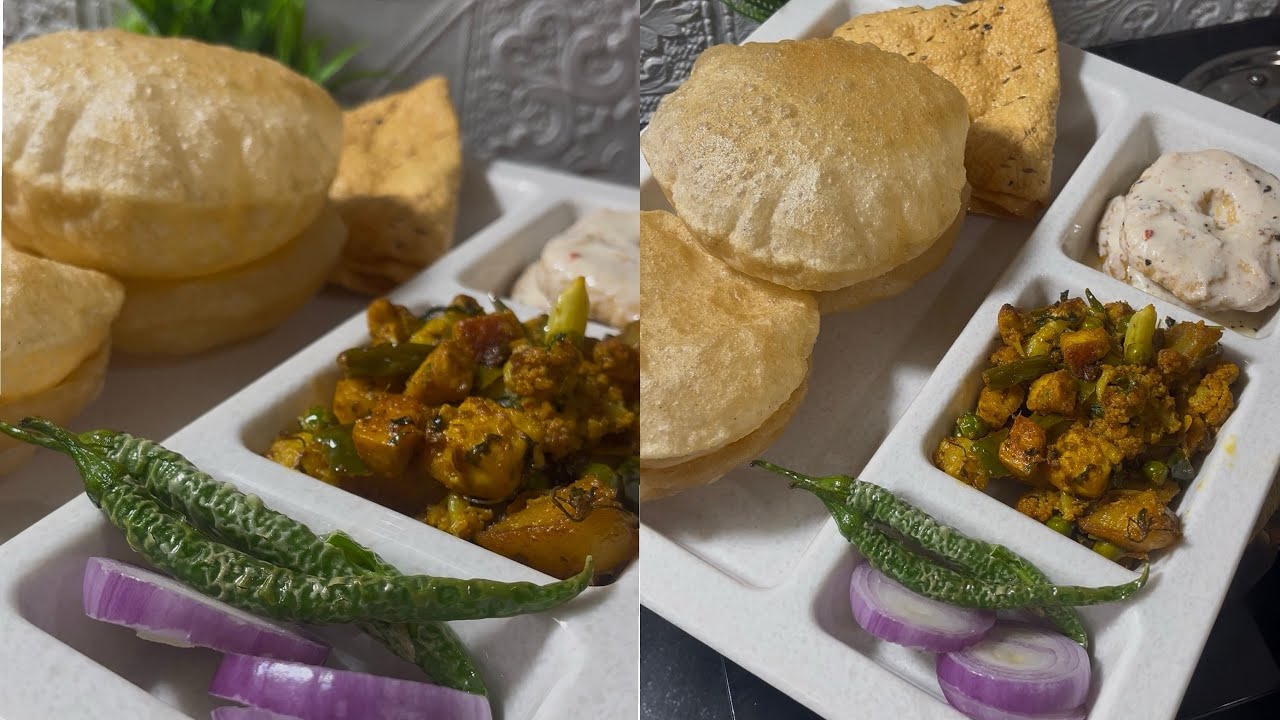 Ek Thali Mein Full Swaad 😍 | Puri Sabji + Dahi Vada + Papad #music #recipe #thali #vegetables #mom 