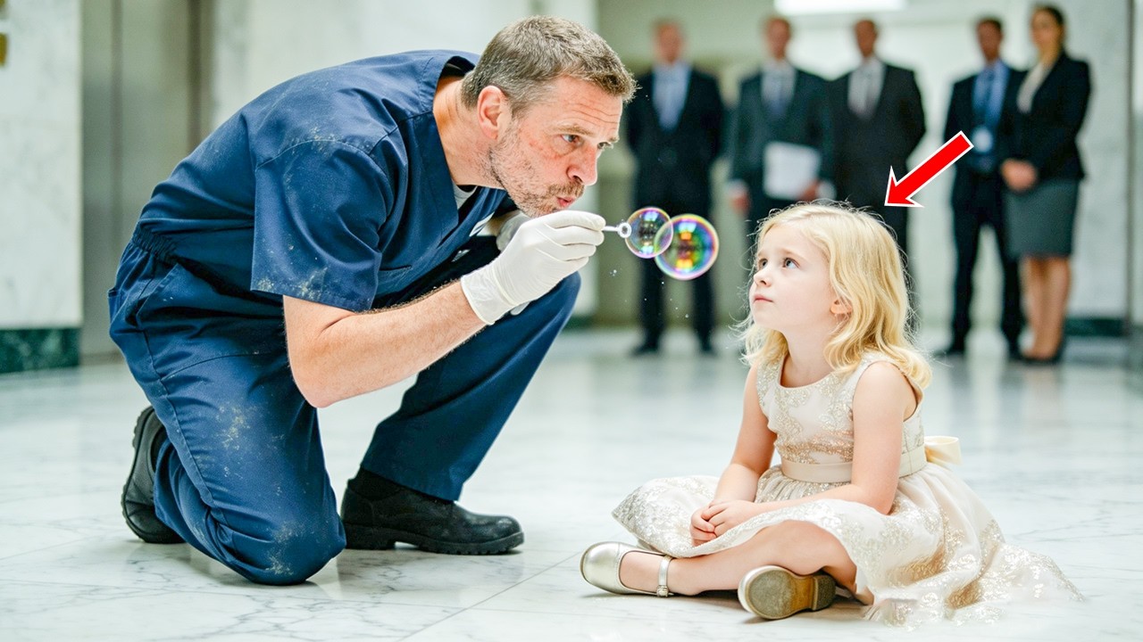 Single Dad Janitor Blew Bubbles to Quiet a Girl’s Crisis — Unaware Her Billionaire Mom Was Watching