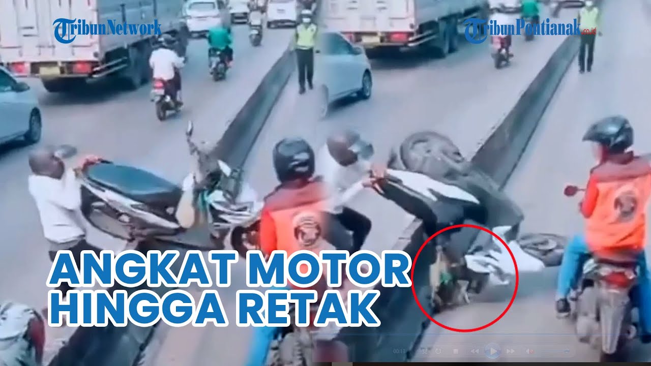 🔴 Aksi Angkat Motor Hingga Retak Saat Hindari Polisi di Jalur Busway